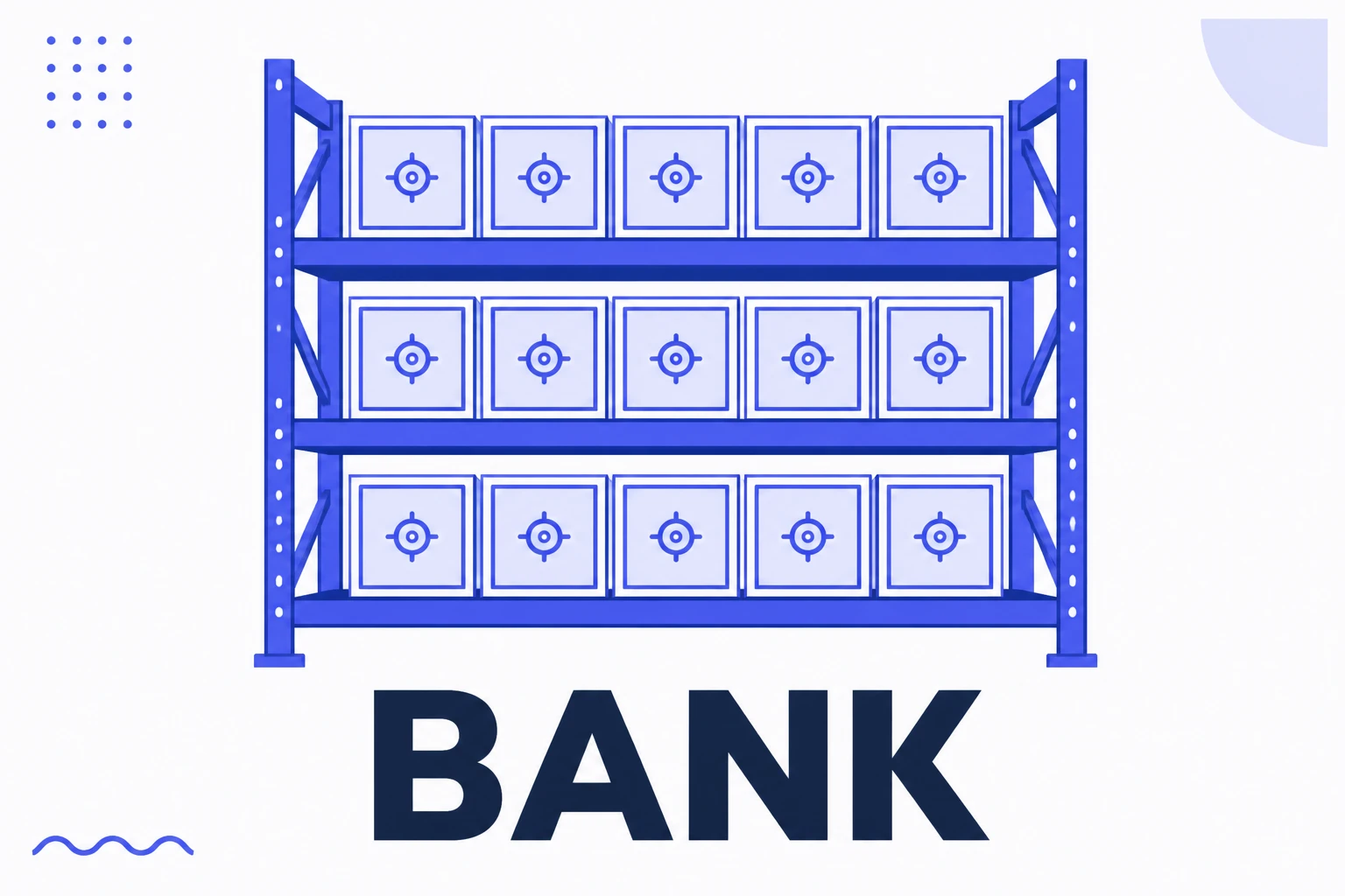 Illustration of a content bank with pieces in reserve