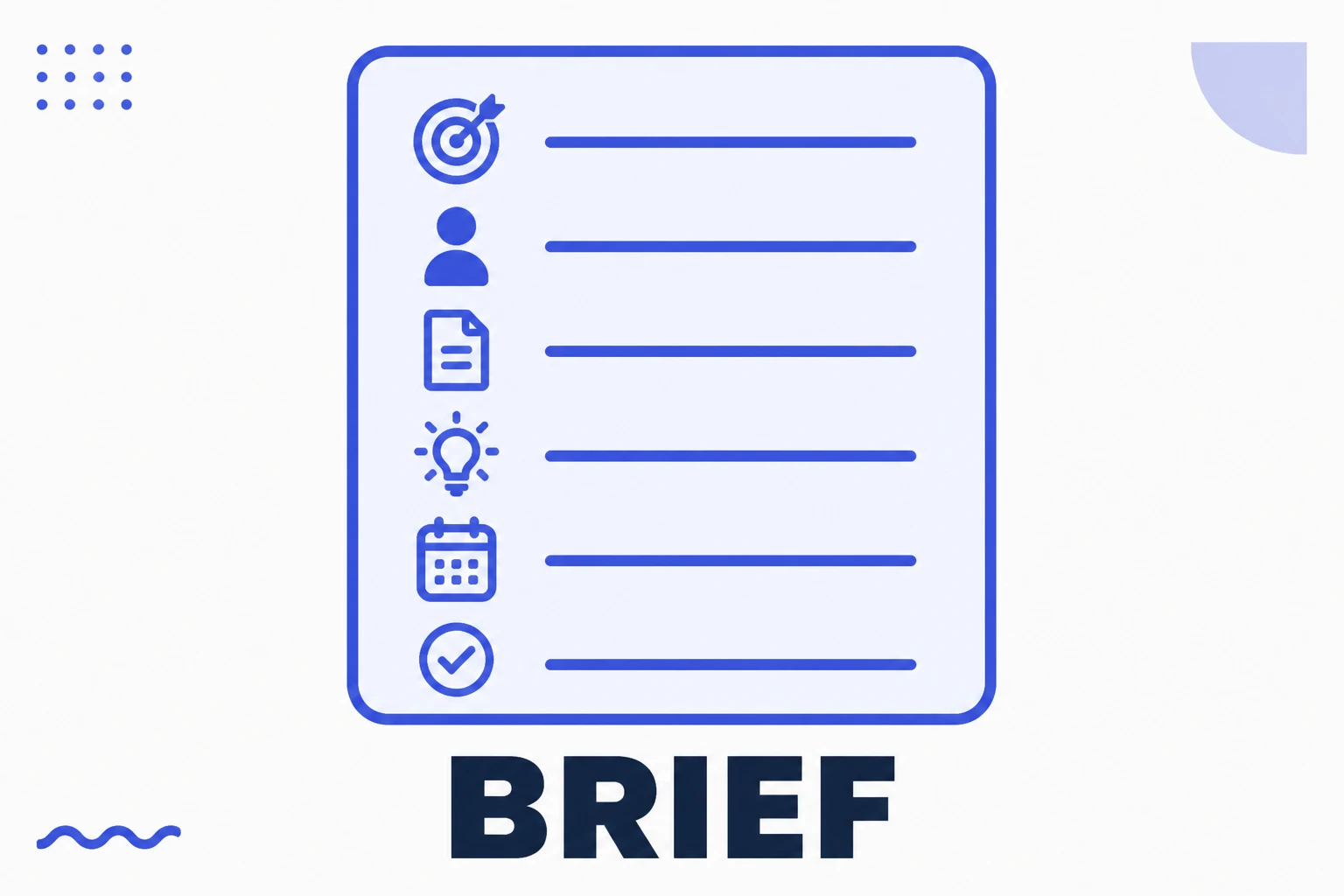 Illustration of a brief with filled fields