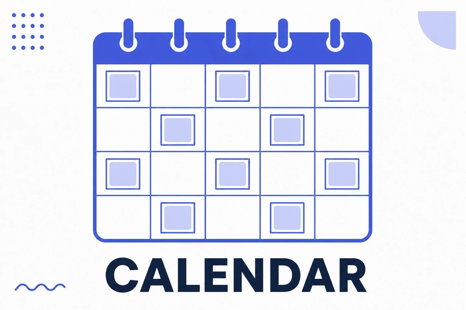 Illustration of a content calendar with scheduled pieces
