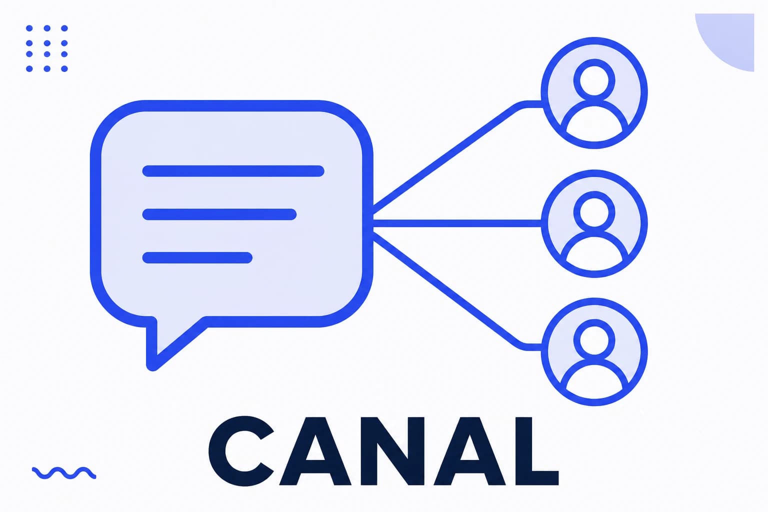 Ilustración de canal de difusión, con un mensaje yendo a muchos
