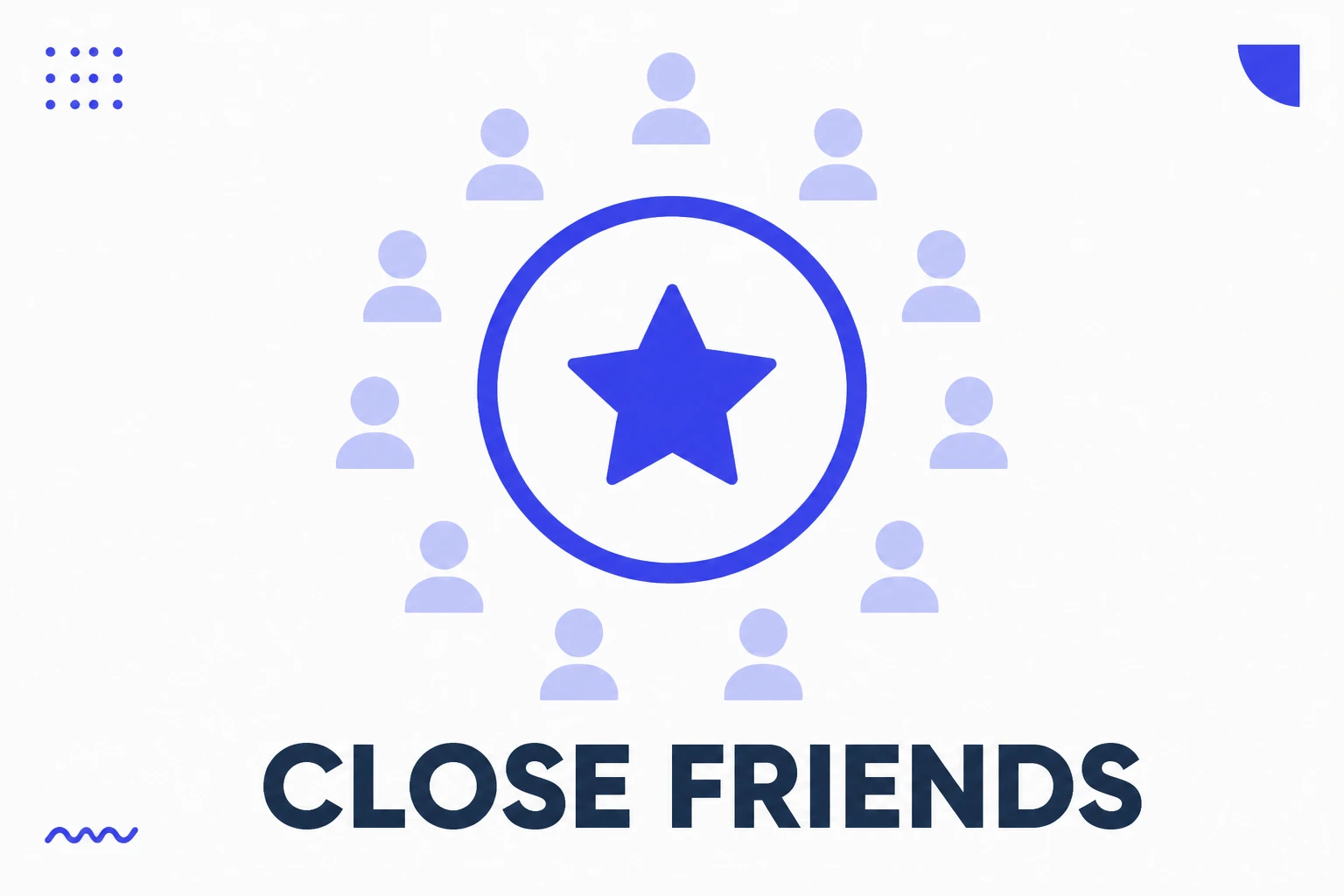 Illustration of close friends, a restricted green circle inside a larger group