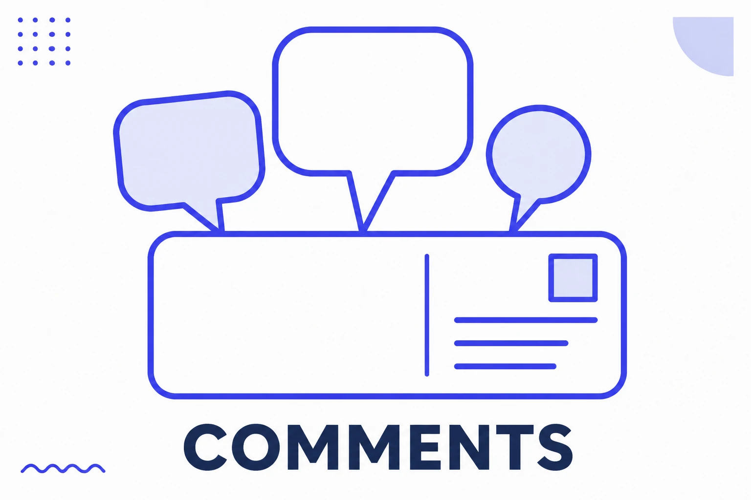 Illustration of Instagram comments, with speech bubbles under a post