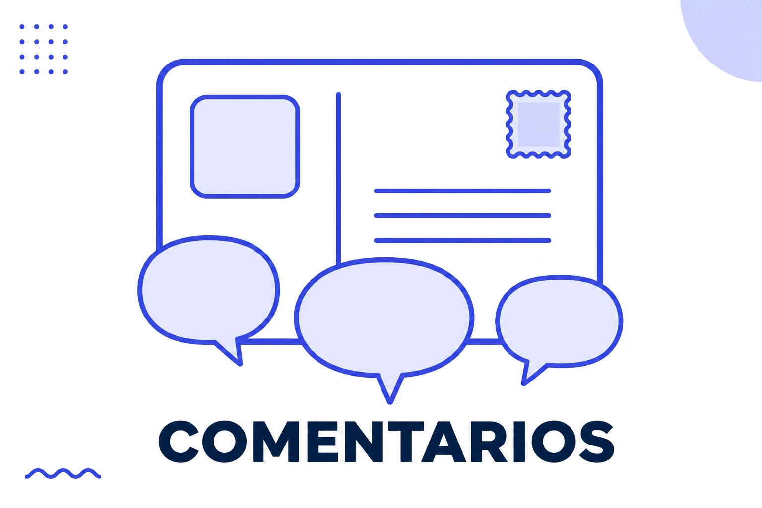 Ilustração de comentários no Instagram, com balões de conversa sob uma publicação