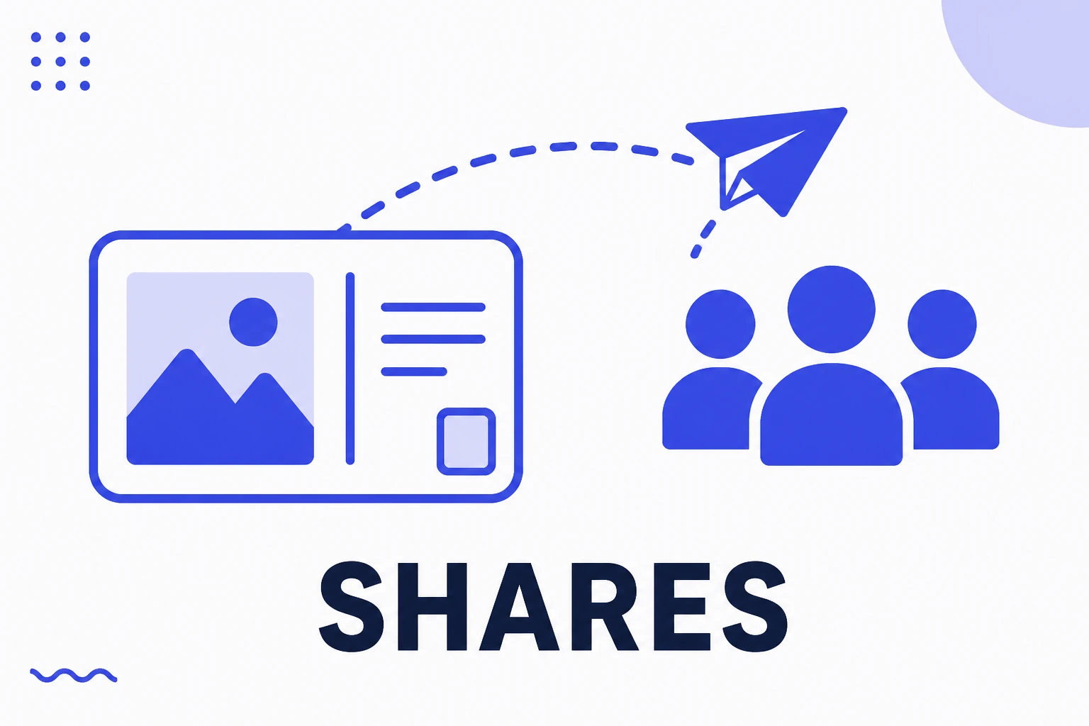 Illustration of a share, with a post being sent to another person