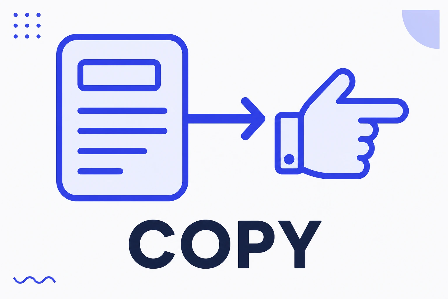 Illustration of copywriting with text leading to an action