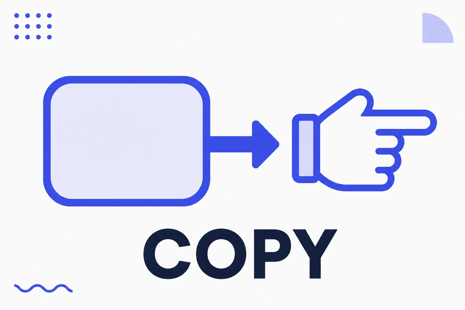Ilustración de copywriting con texto llevando a una acción