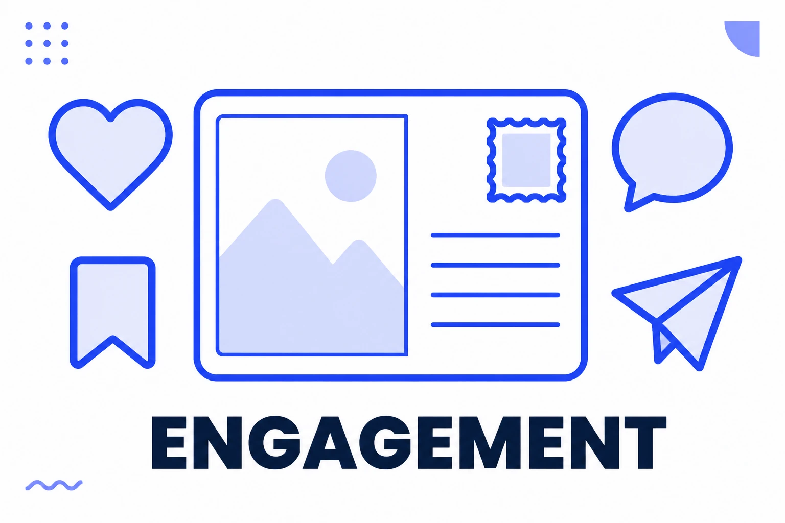 Illustration of Instagram engagement, with the four main interactions