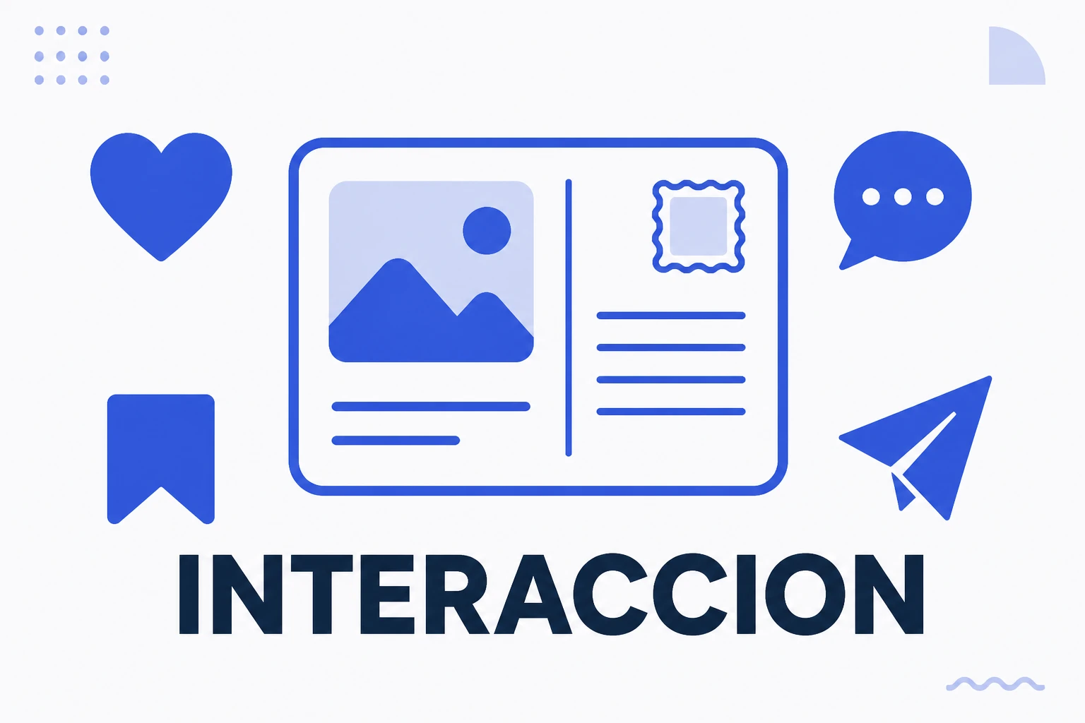Ilustración de la interacción en Instagram, con las cuatro acciones principales