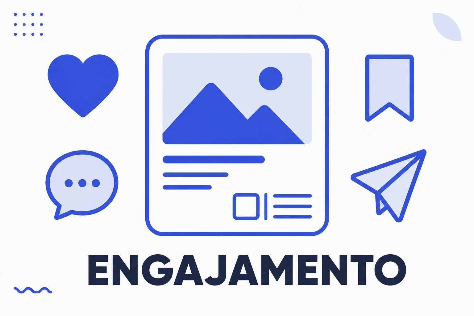 Ilustração de engajamento no Instagram, com as quatro interações principais