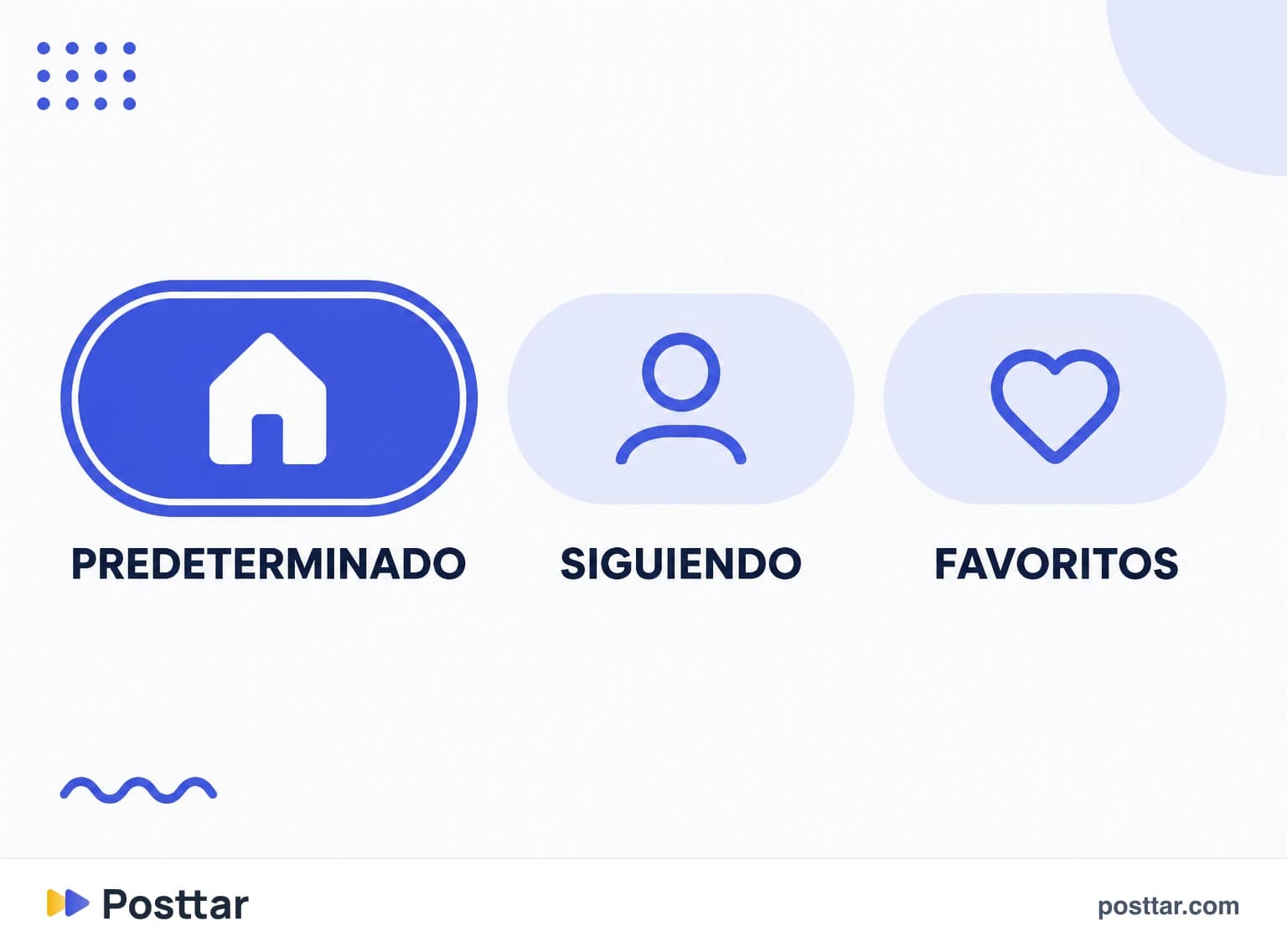 Las tres pestañas de orden del feed de navegación