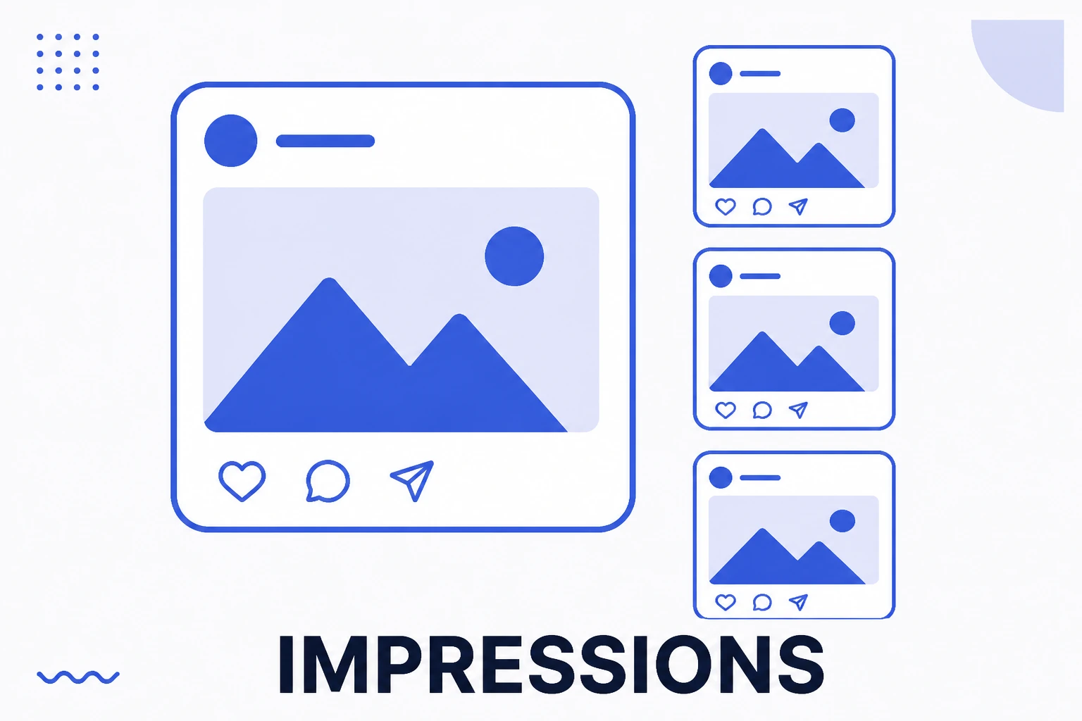 Illustration of Instagram impressions, with repeated displays of one post