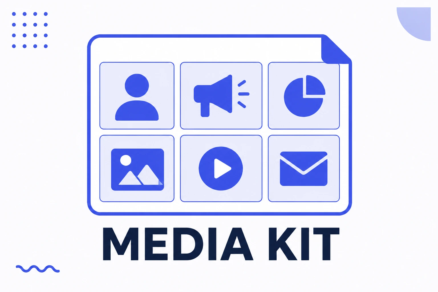 Illustration of a media kit with information blocks