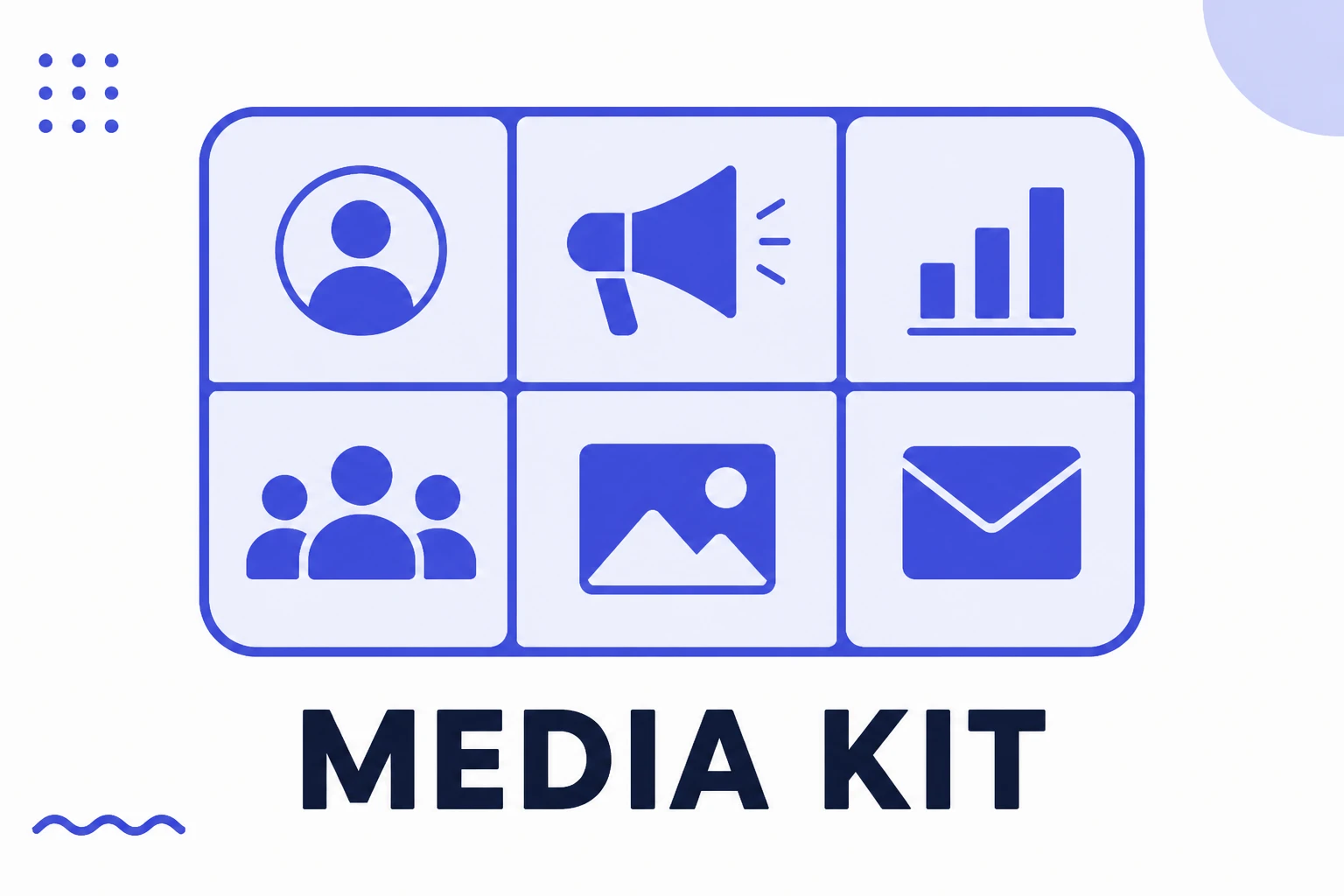 Ilustración de un media kit con bloques de información