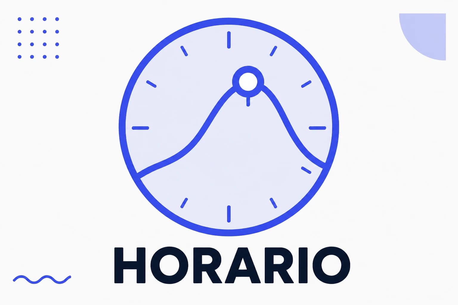 Ilustración de hora de publicación con un reloj y una curva de actividad