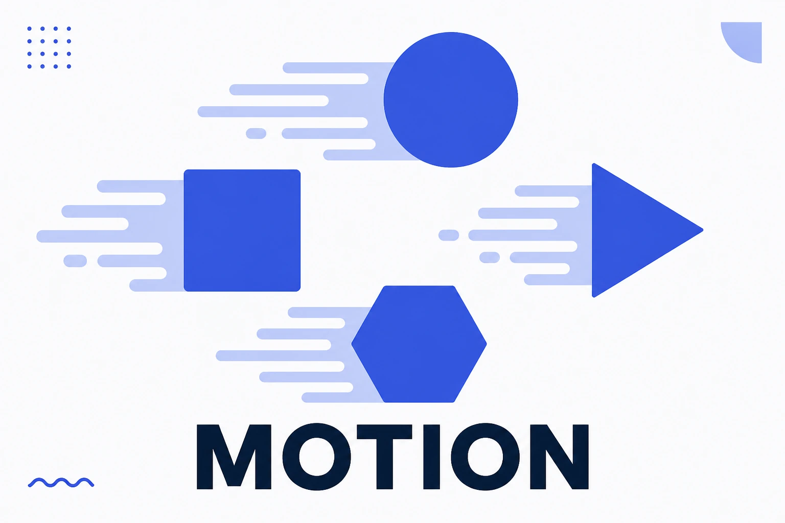 Illustration of motion graphics with shapes and text in motion