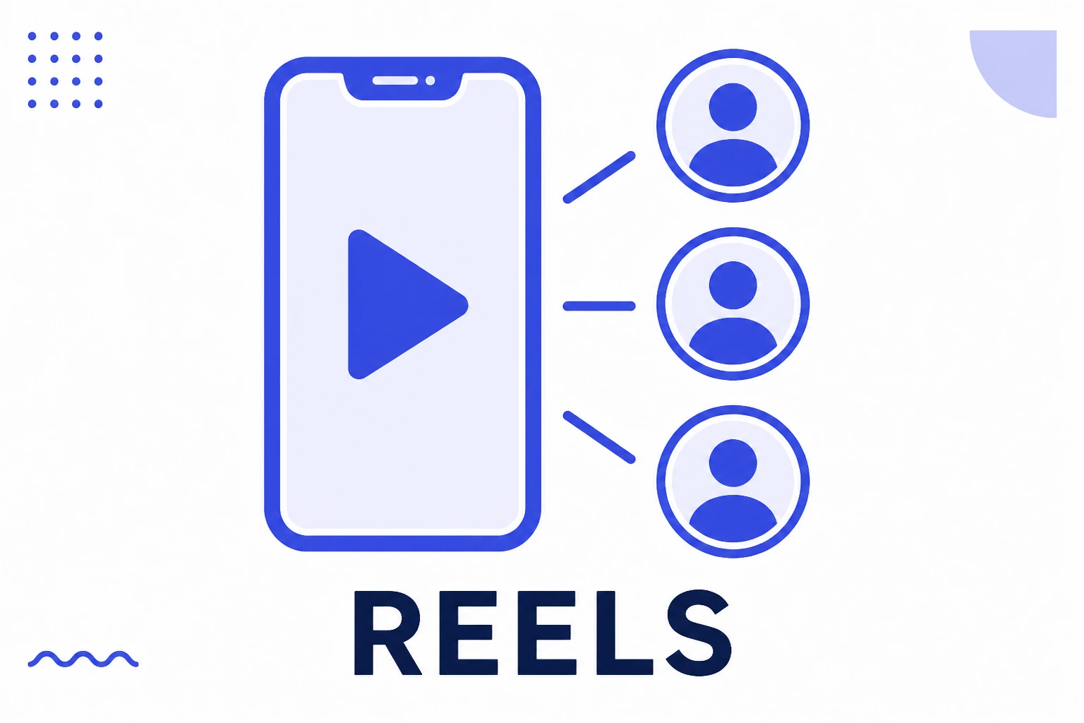Illustration of a Reel, with a vertical video reaching people outside the base