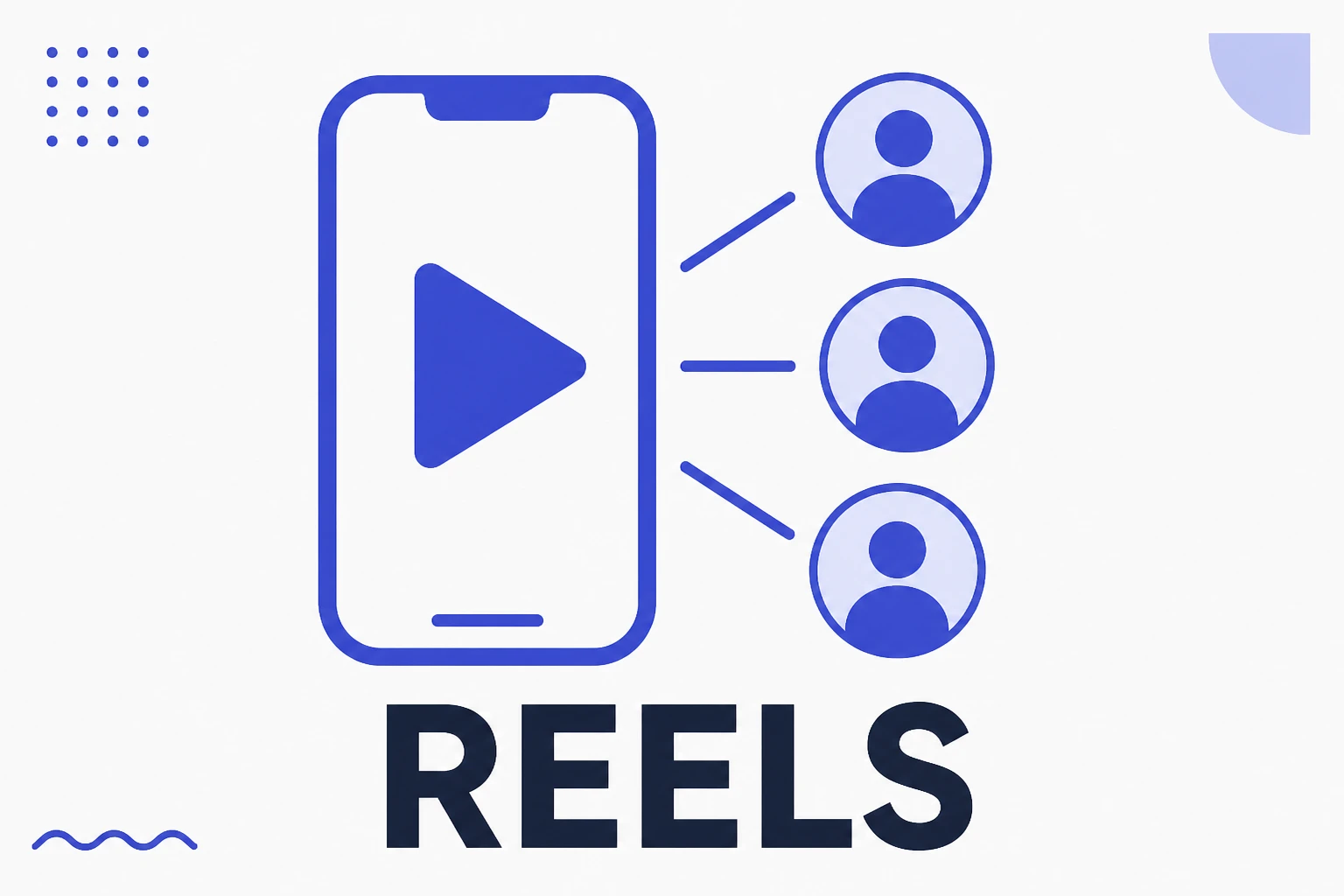 Ilustración de un Reel, con un vídeo vertical alcanzando a gente fuera de la base
