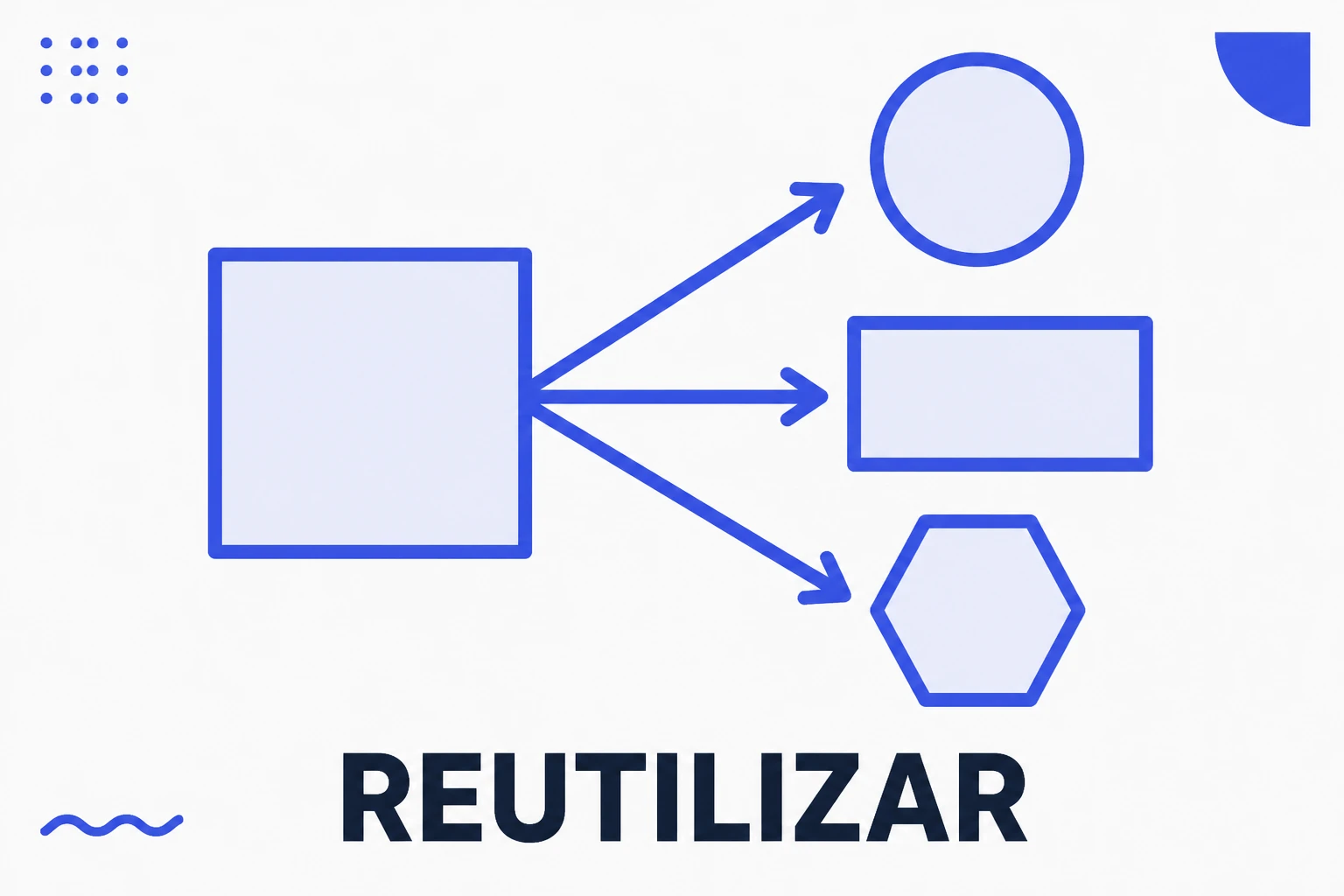 Ilustración de reutilización con una pieza volviéndose varias