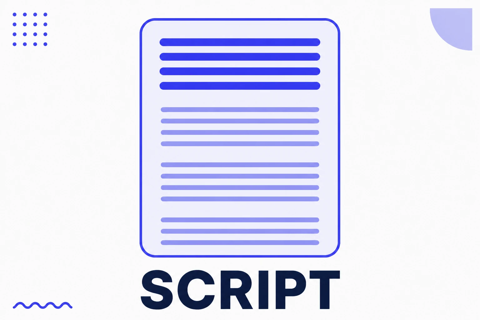 Illustration of a video script with blocks of text