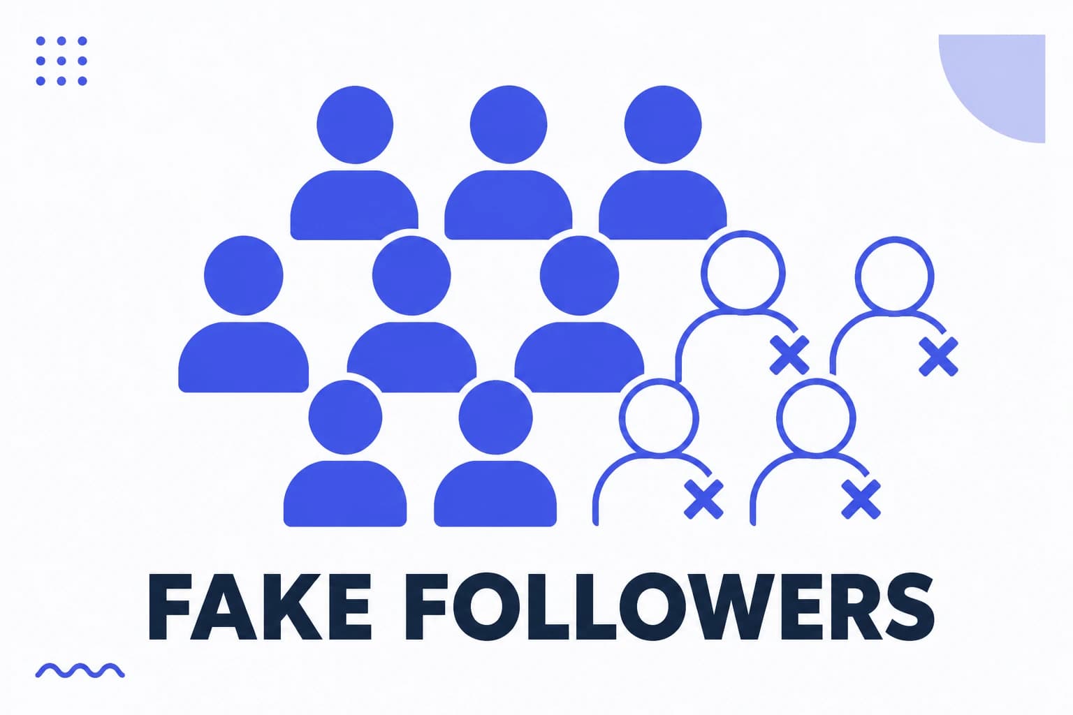 Illustration of fake followers, with empty accounts among real profiles