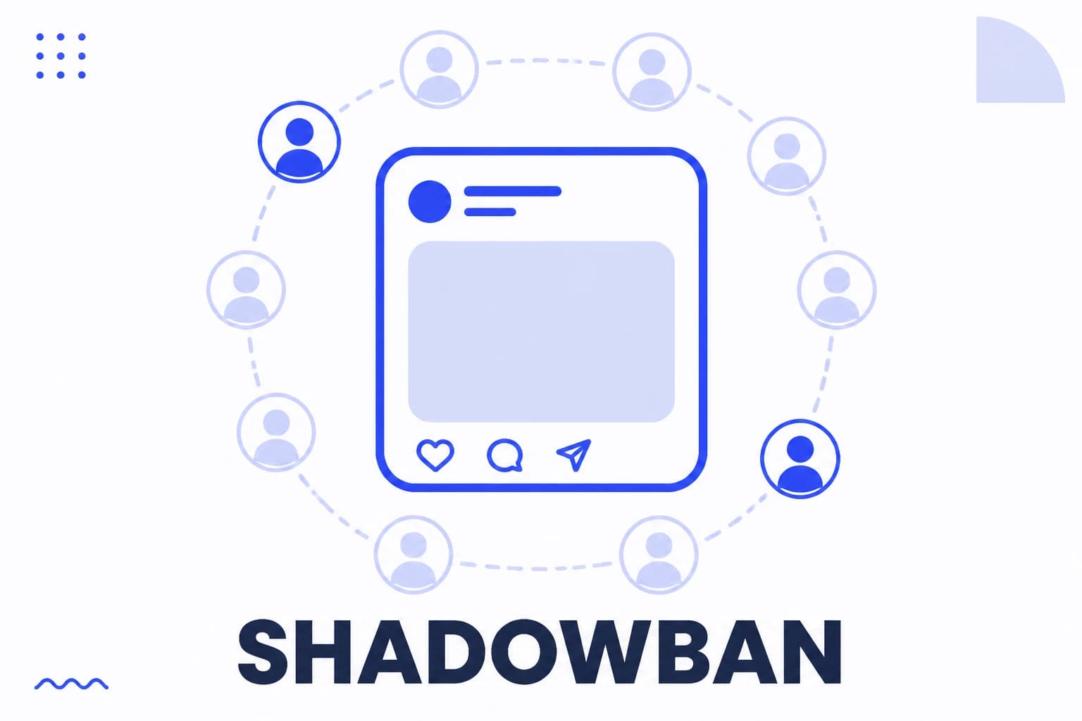 Illustration of a shadowban, content restricted to a small circle