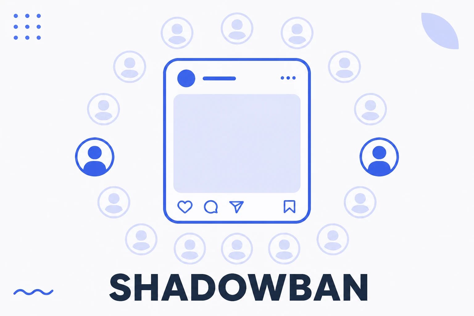Ilustración de shadowban, con contenido restringido a un círculo pequeño