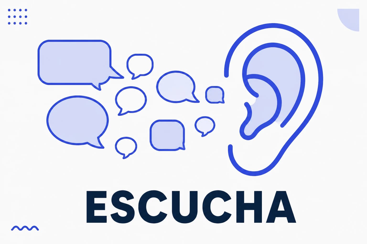 Ilustración de social listening con burbujas de conversación captadas