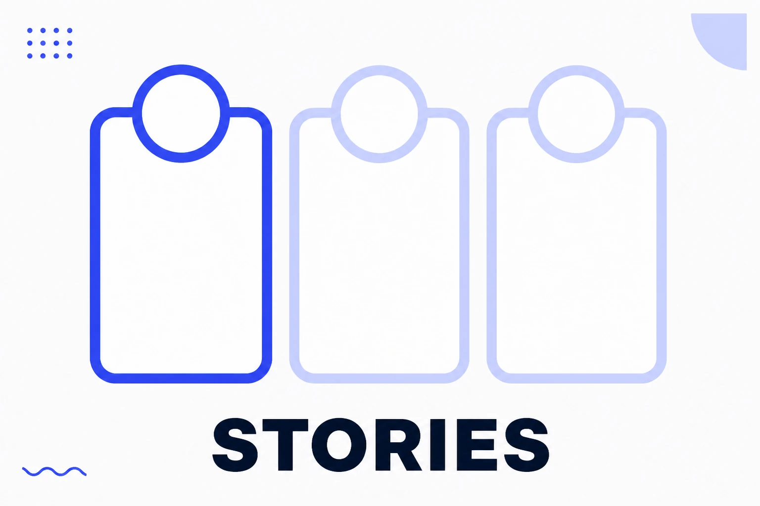 Illustration of Instagram Stories, with vertical frames in sequence