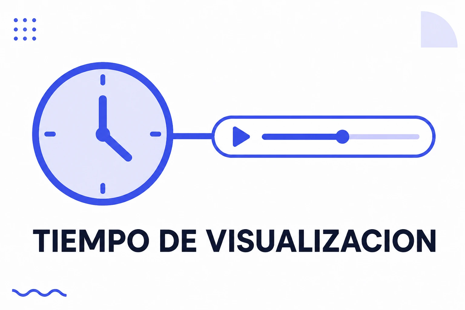Ilustración del tiempo de visualización, con un reloj y una línea de vídeo
