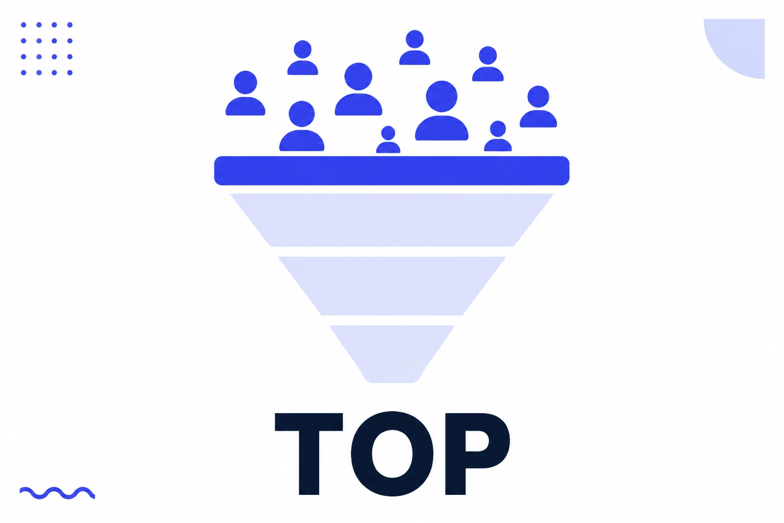 Illustration of the top of funnel with many people entering